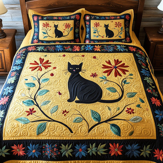Black Cat In Garden WY1402031CL Duvet Cover Set