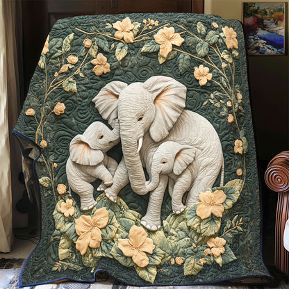 Charming Elephant Family WX1306007CL Quilt