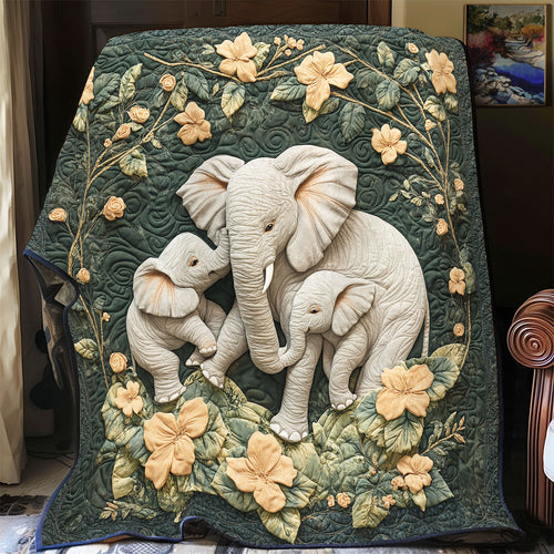 Charming Elephant Family WX1306007CL Quilt