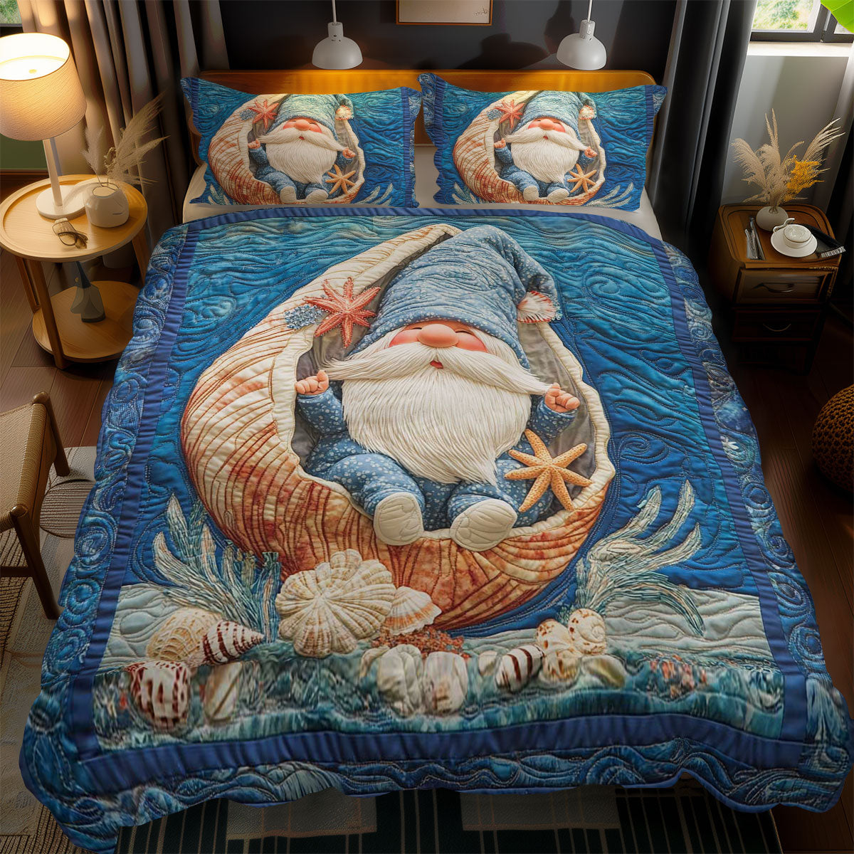 Seashell Serenity Gnome WN0901103CL Duvet Cover Set