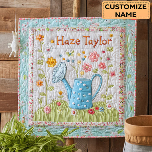 Watering Can Joy WN2407074CL Personalized Baby Quilt