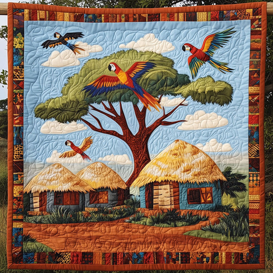 Parrots Flying Above An African Village LT2409038CL Quilt