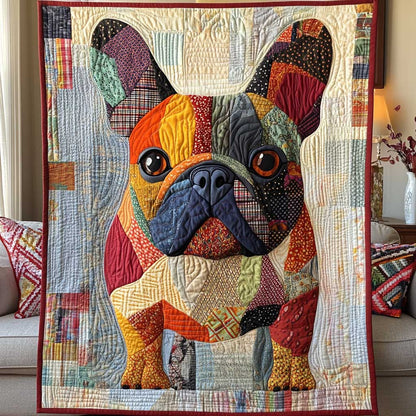 Patchwork French Bulldog Portrait WP1410006CL Quilt