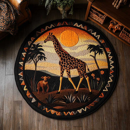 Sunset African Giraffe WN0304039CL Quilted Round Mat