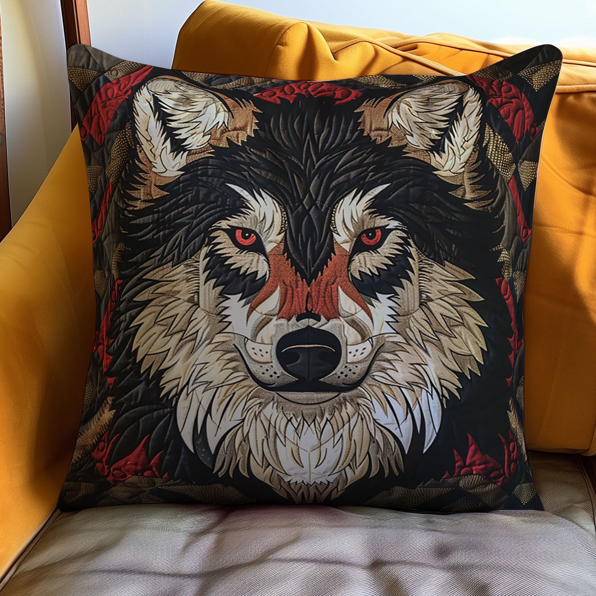 Native American Wolf WJ2310032CL Quilt Pillow Case