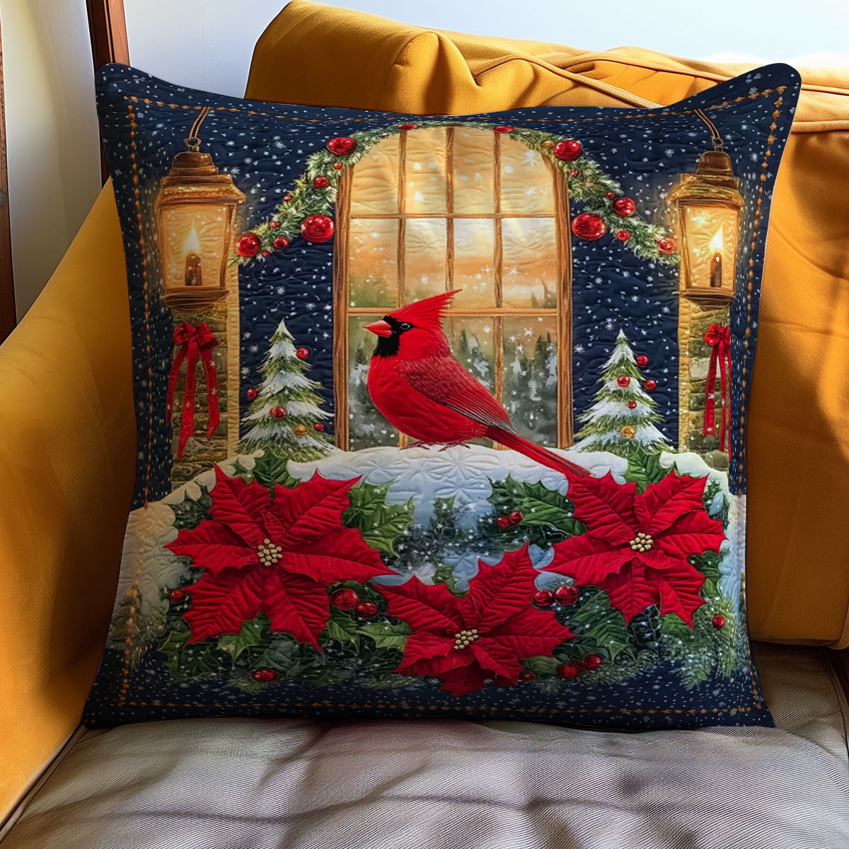 Christmas Cardinal Bird WJ2711043CL Quilt Pillow Case