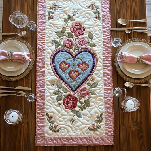 Floral Heart WY0505025CL Quilted Table Runner
