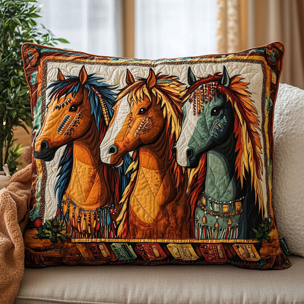 Native Horse Charm CW0701094CL Quilt Pillow Case