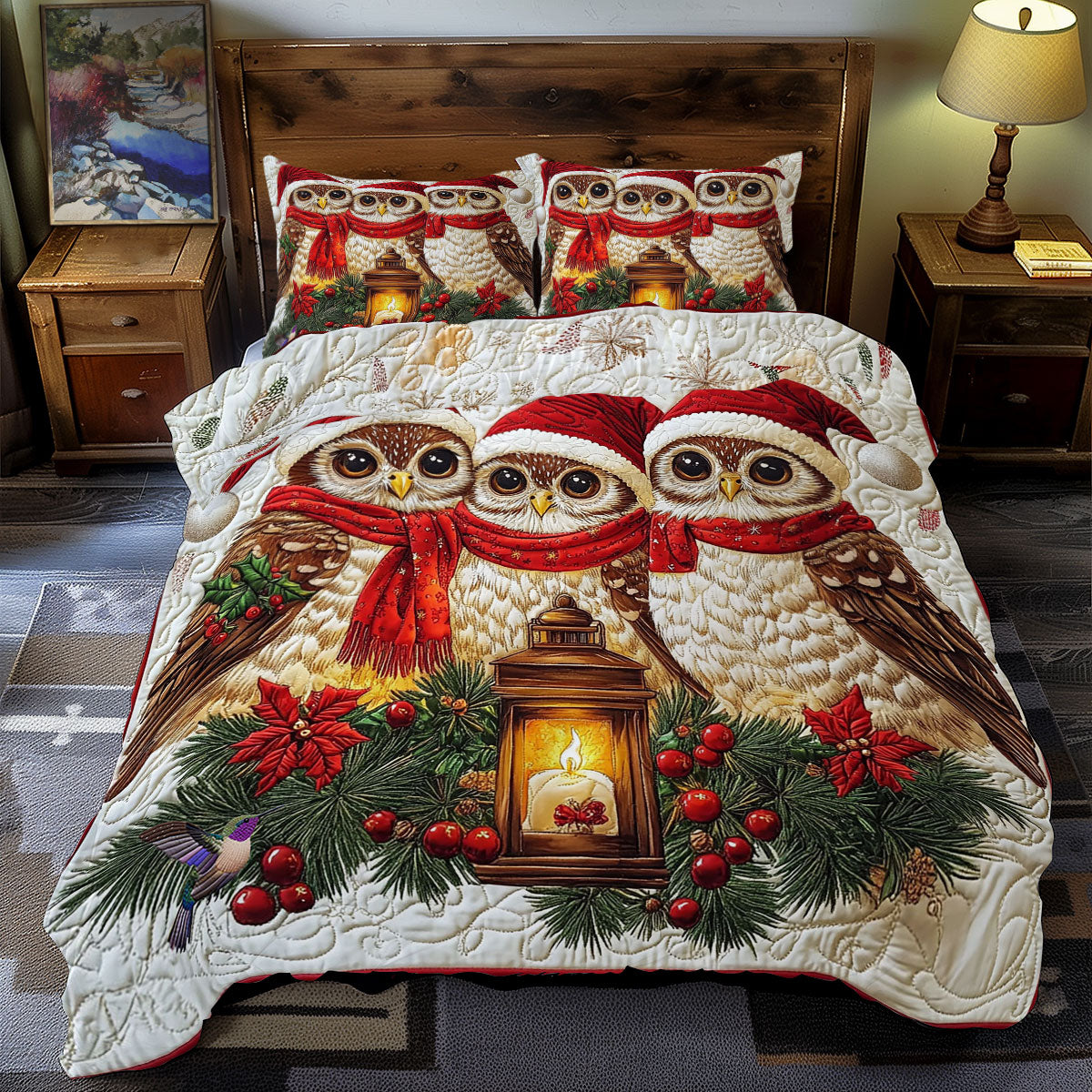 Christmas Owl Family WY0612046CL Duvet Cover Set