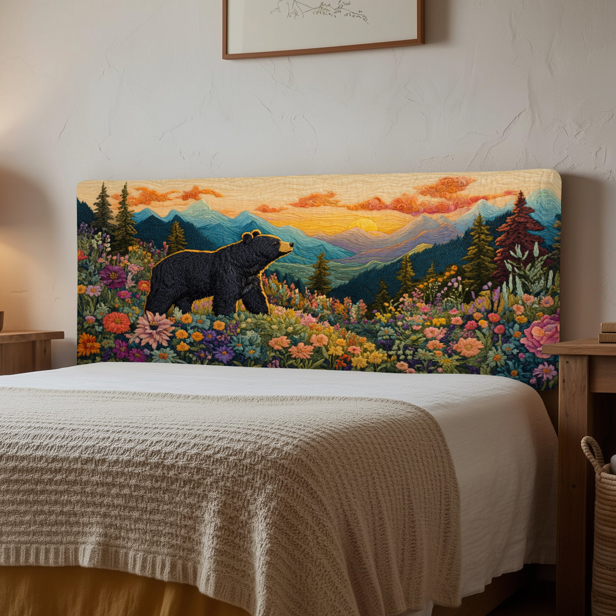 Majestic Black Bear XR1212008CL Quilted Headboard Slipcover