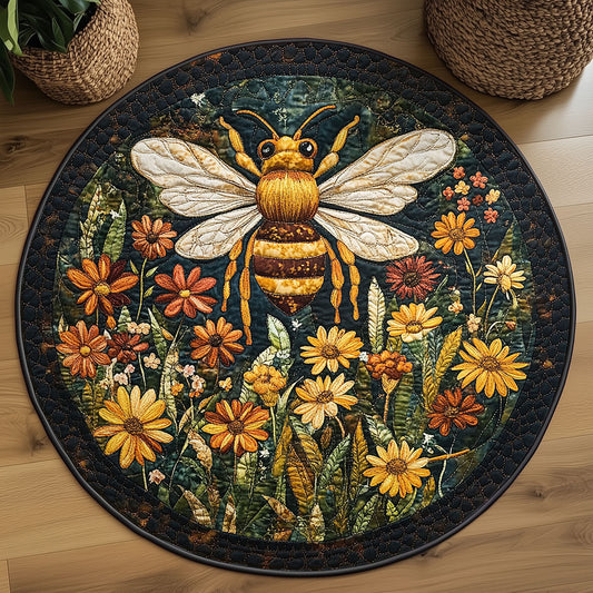 Bee In Wildflower Forest WY2203028CL Quilted Round Mat