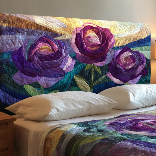 Purple Roses XR2312001CL Quilted Headboard Slipcover