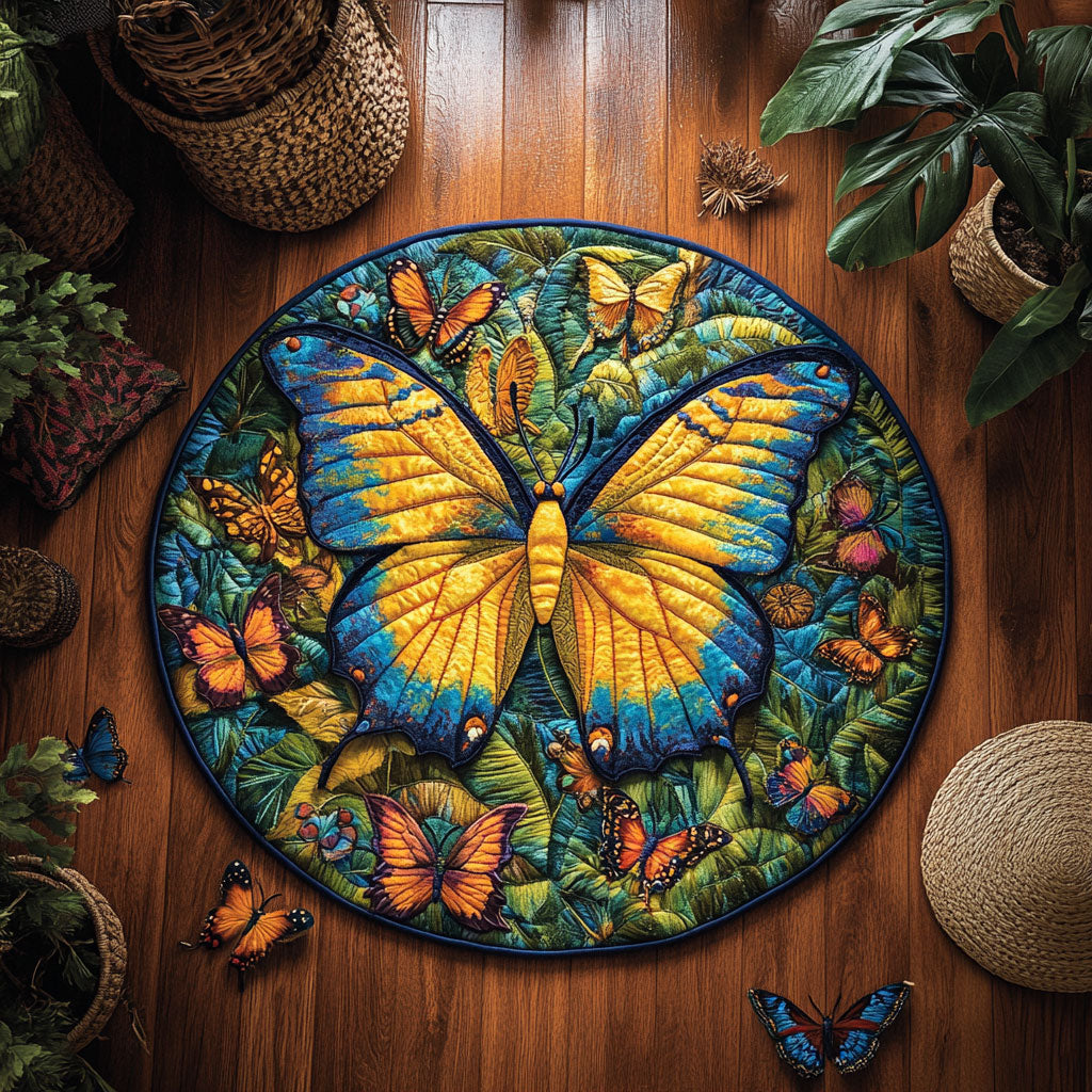 Butterfly Garden Glow WY3006020CL Quilted Round Mat