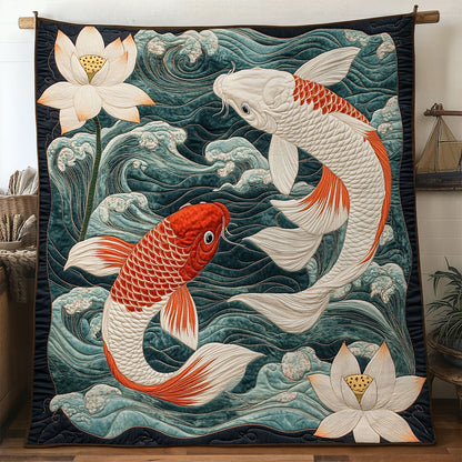Golden Koi Fish Flow WN2107012CL Quilt
