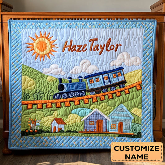 Train Parade WN0108048CL Personalized Baby Quilt