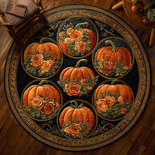Golden Pumpkin Bloom CW0708028CL Quilted Round Mat