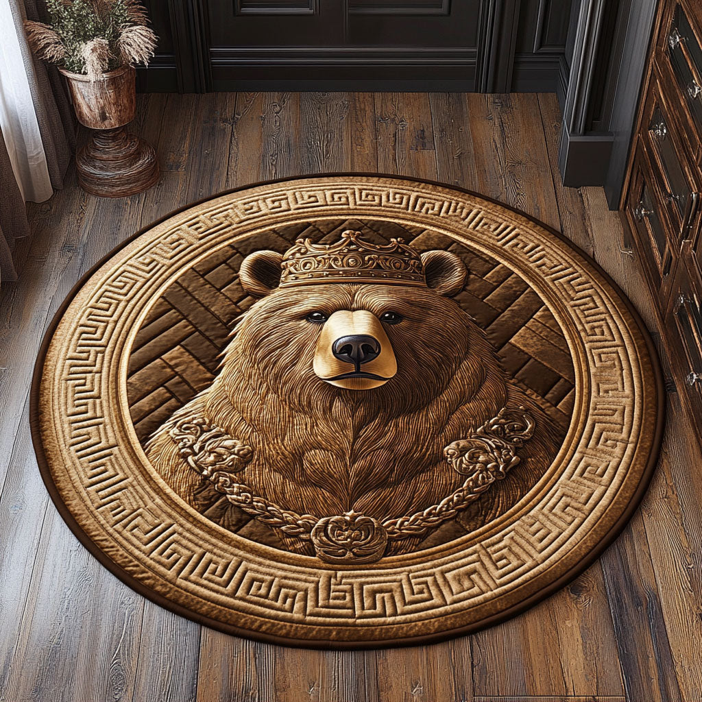 Crowned Brown King CP3107054CL Quilted Round Mat