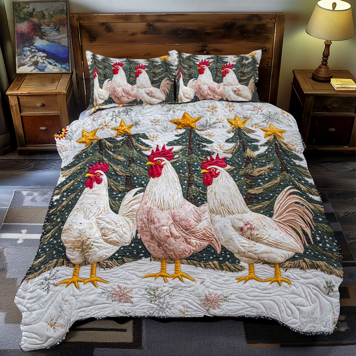 Christmas Tree Chicken WY09120039CL Duvet Cover Set