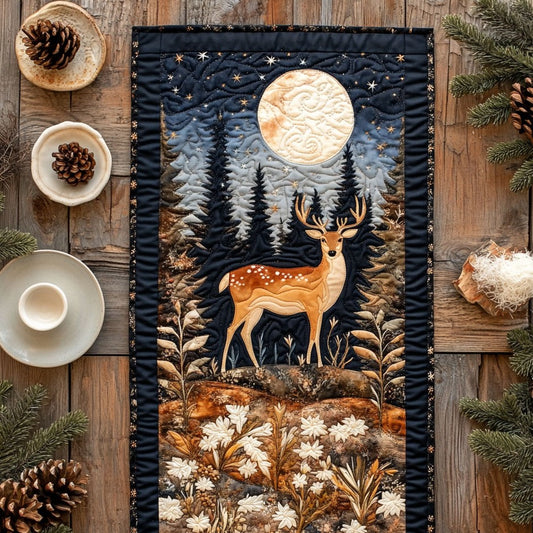 Deer In Midnight Forest WY0506012CL Quilted Table Runner