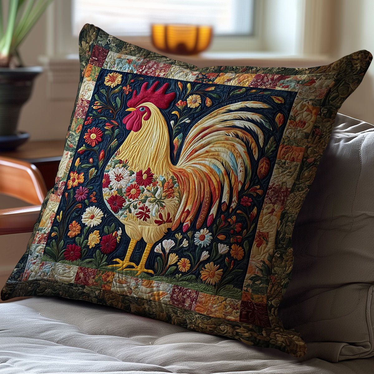 Vintage Chicken WJ2211040CL Quilt Pillow Case