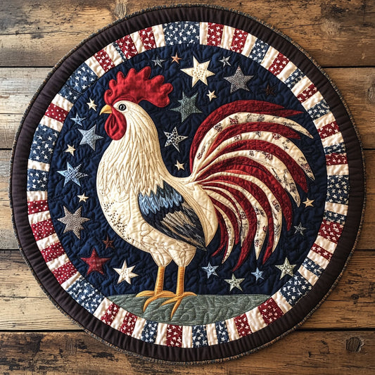 Rooster Crowing CQ2905049CL Quilted Round Mat