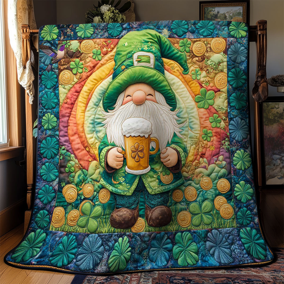 Lucky Clover Gnome WN1912016CL Quilt