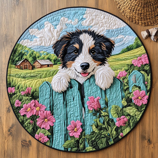 Collie Puppy WJ2504039CL Quilted Round Mat