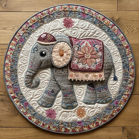 Asian Elephant CQ2905037CL Quilted Round Mat