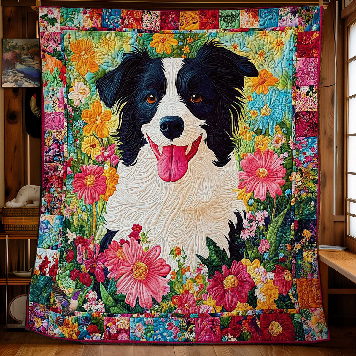 Border Collie In Garden WY2712010CL Quilt