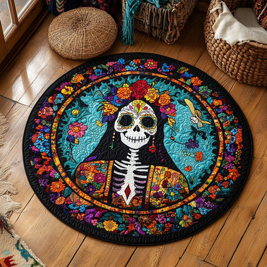 Floral Skull WY2205042CL Quilted Round Mat