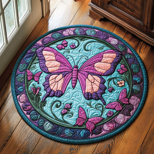 Purple Butterfly CP0107002CL Quilted Round Mat