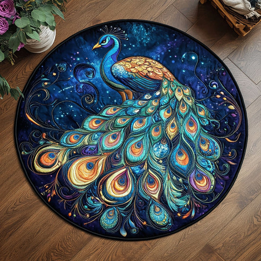 Elegant Peacock WU2103033CL Quilted Round Mat