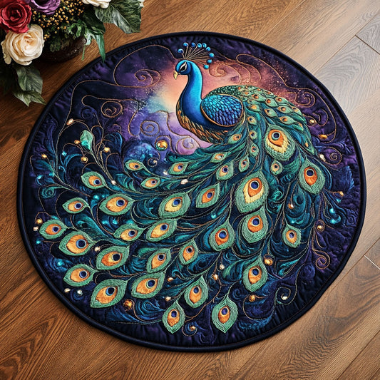 Elegant Peacock WU2103036CL Quilted Round Mat