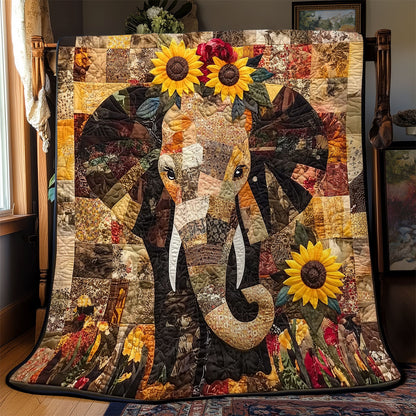 Elephant Blooms and Sunflowers YR0502027CL Quilt