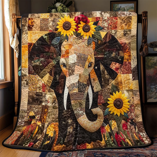 Elephant Blooms and Sunflowers YR0502027CL Quilt