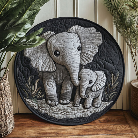 Elephant Family WU2103123CL Quilted Round Mat