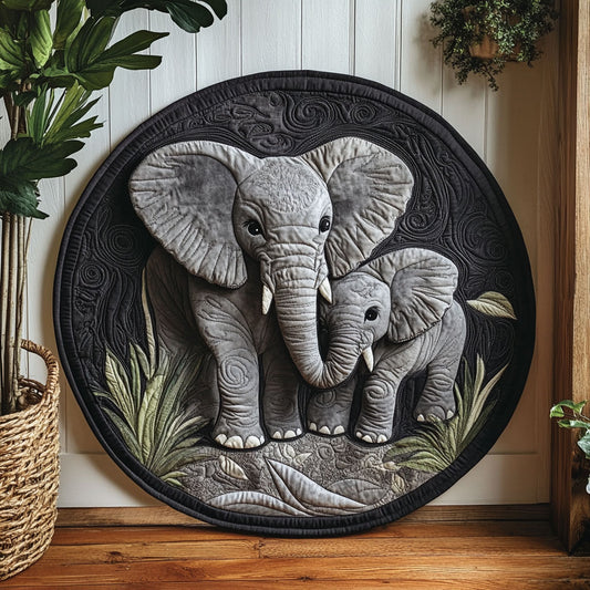Elephant Family WU2103125CL Quilted Round Mat