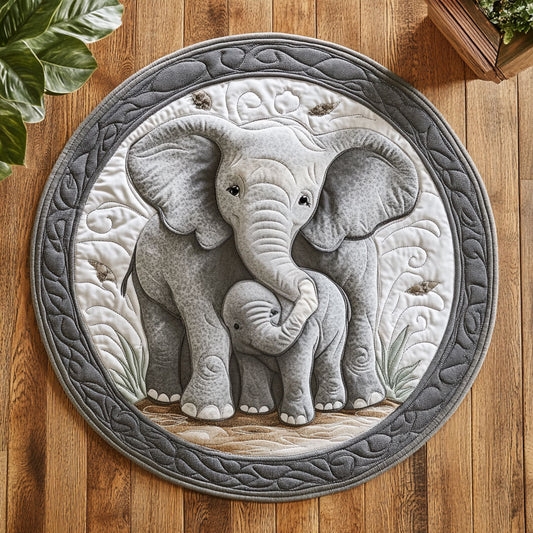 Elephant Mom WU2103120CL Quilted Round Mat