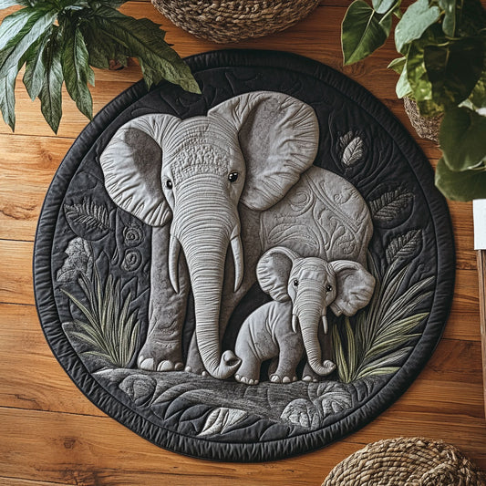 Elephant Mom WU2103121CL Quilted Round Mat