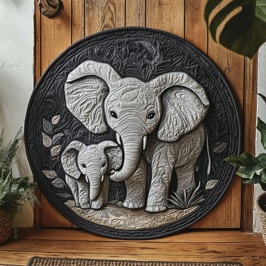 Elephant Mom WU2103122CL Quilted Round Mat