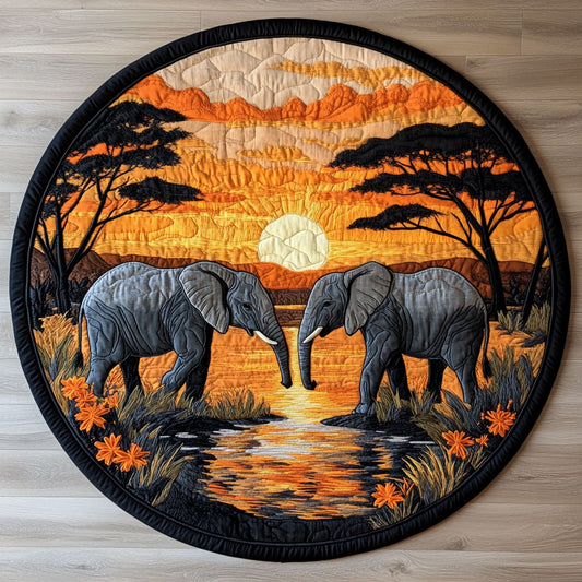 Elephant Safari WX2403064CL Quilted Round Mat