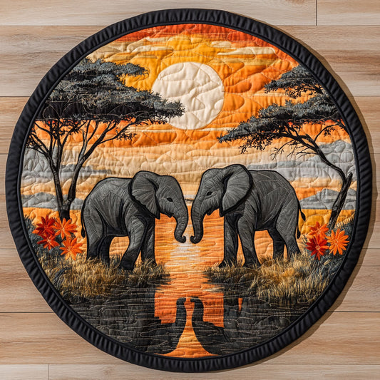 Elephant Sunset WX2403065CL Quilted Round Mat