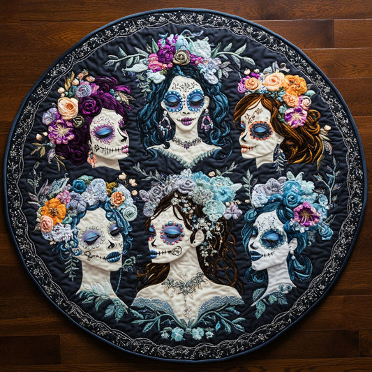 Embroidered Spirit Skull Woman WN0908026CL Quilted Round Mat
