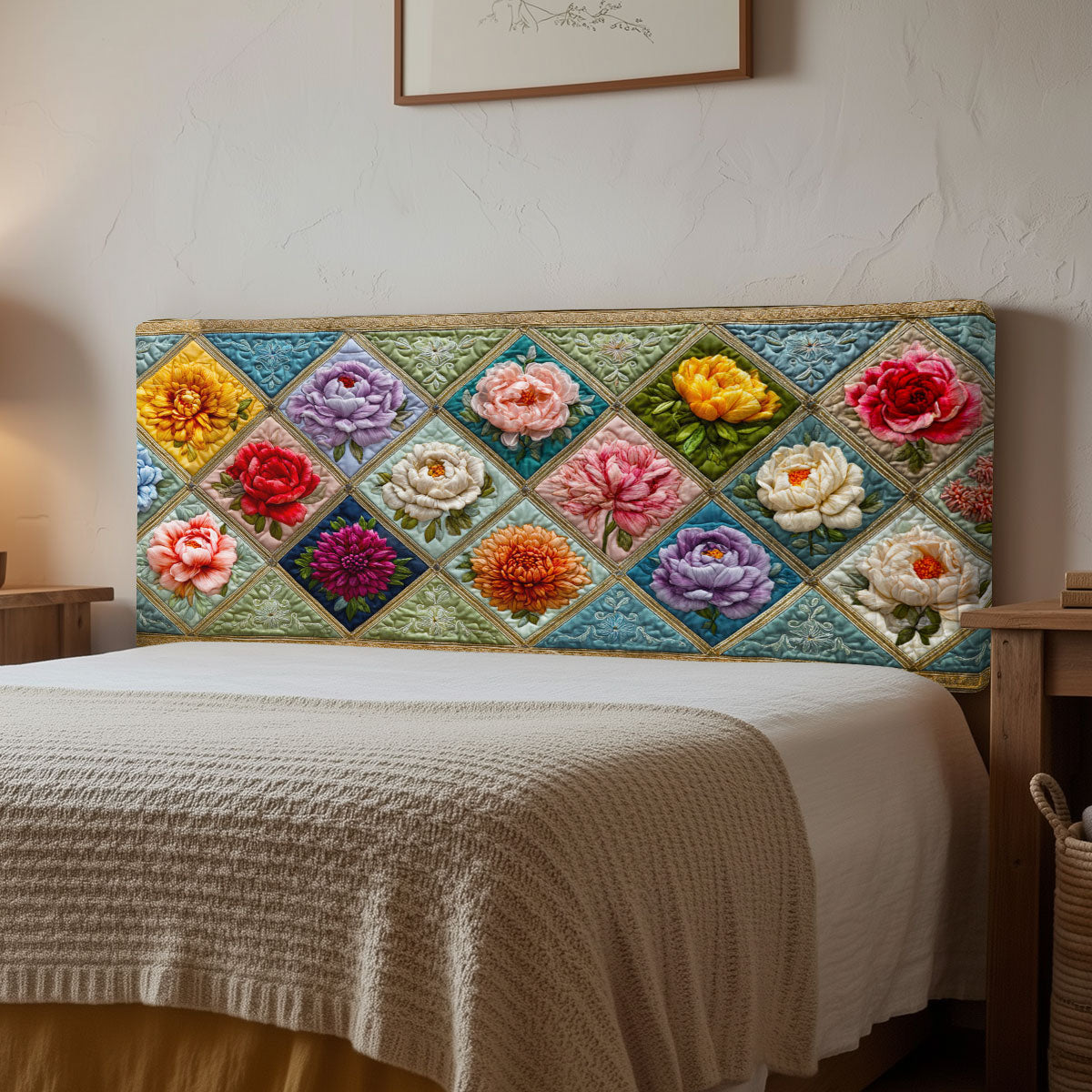 Pastel Petals CP2412006CL Quilted Headboard Slipcover