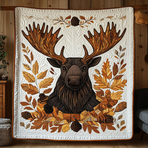 Moose With Leaves WY1108004CL Quilt