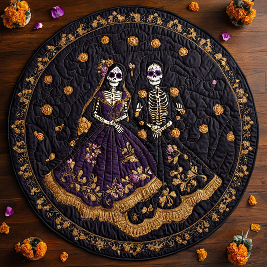 Skeleton Embrace WN0608072CL Quilted Round Mat