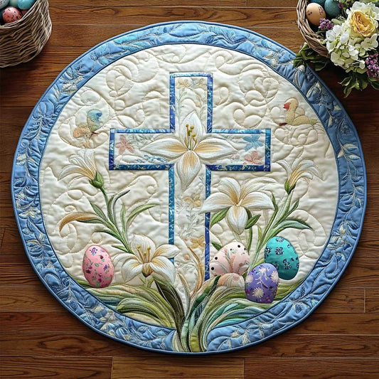 Easter Cross Bloom WN2203015CL Quilted Round Mat