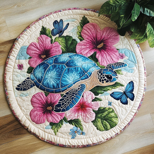 Floral Sea Turtle CW0406009CL Quilted Round Mat