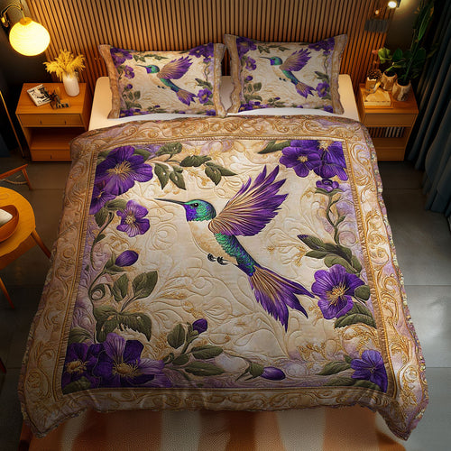 Purple Hummingbird WN0801095CL Duvet Cover Set