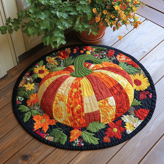 Patchwork Pumpkin CW3006041CL Quilted Round Mat